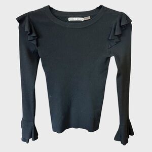 Alice + Olivia Mittie pullover black ribbed knit top.